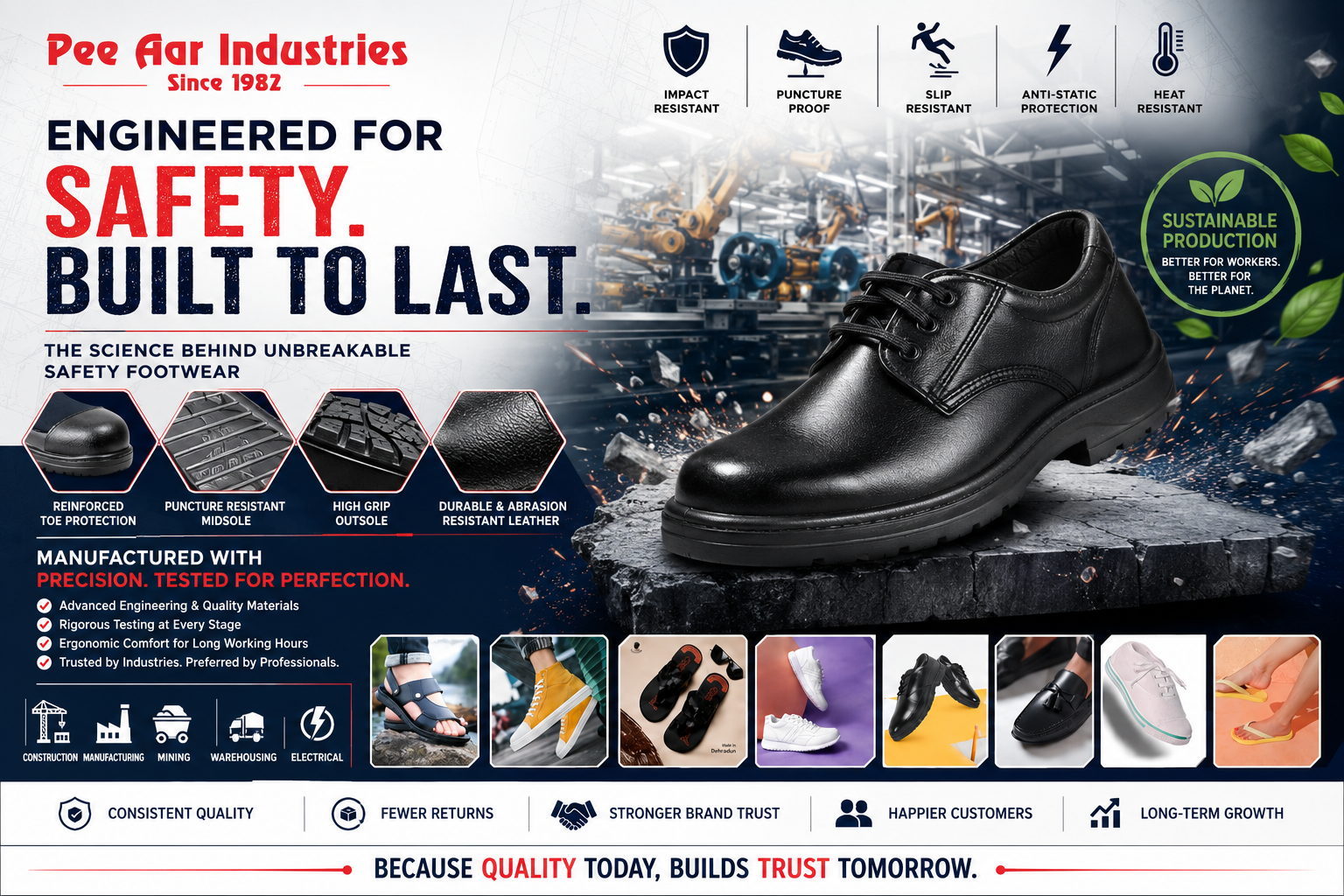 Unbreakable safety footwear designed for industrial protection